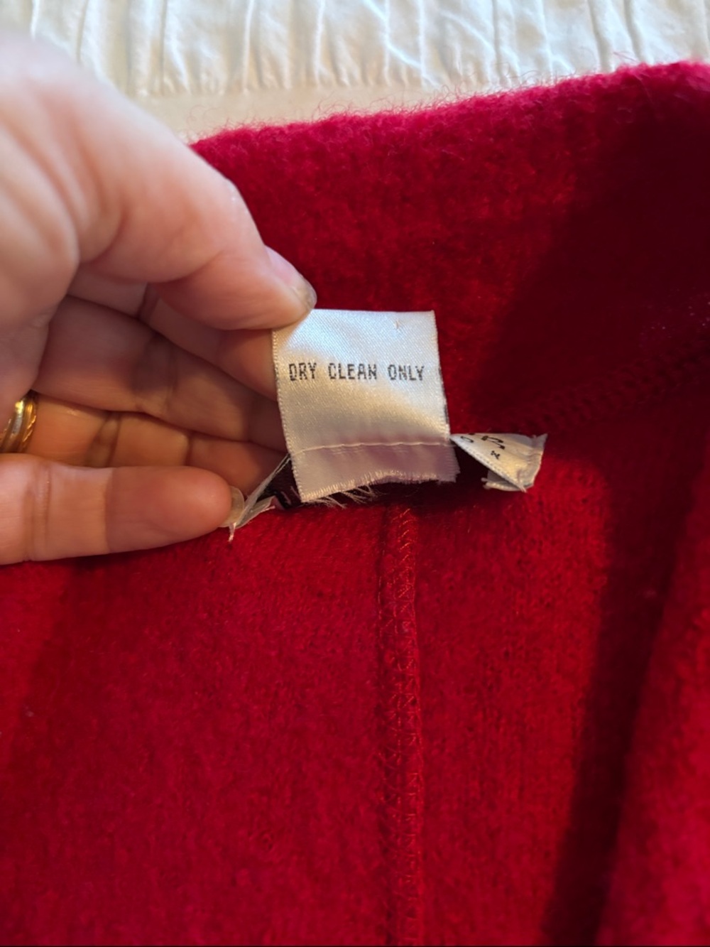 Silk Club Red Long Open Collar Coat 100%Wool Lightweight - Picture 6 of 9
